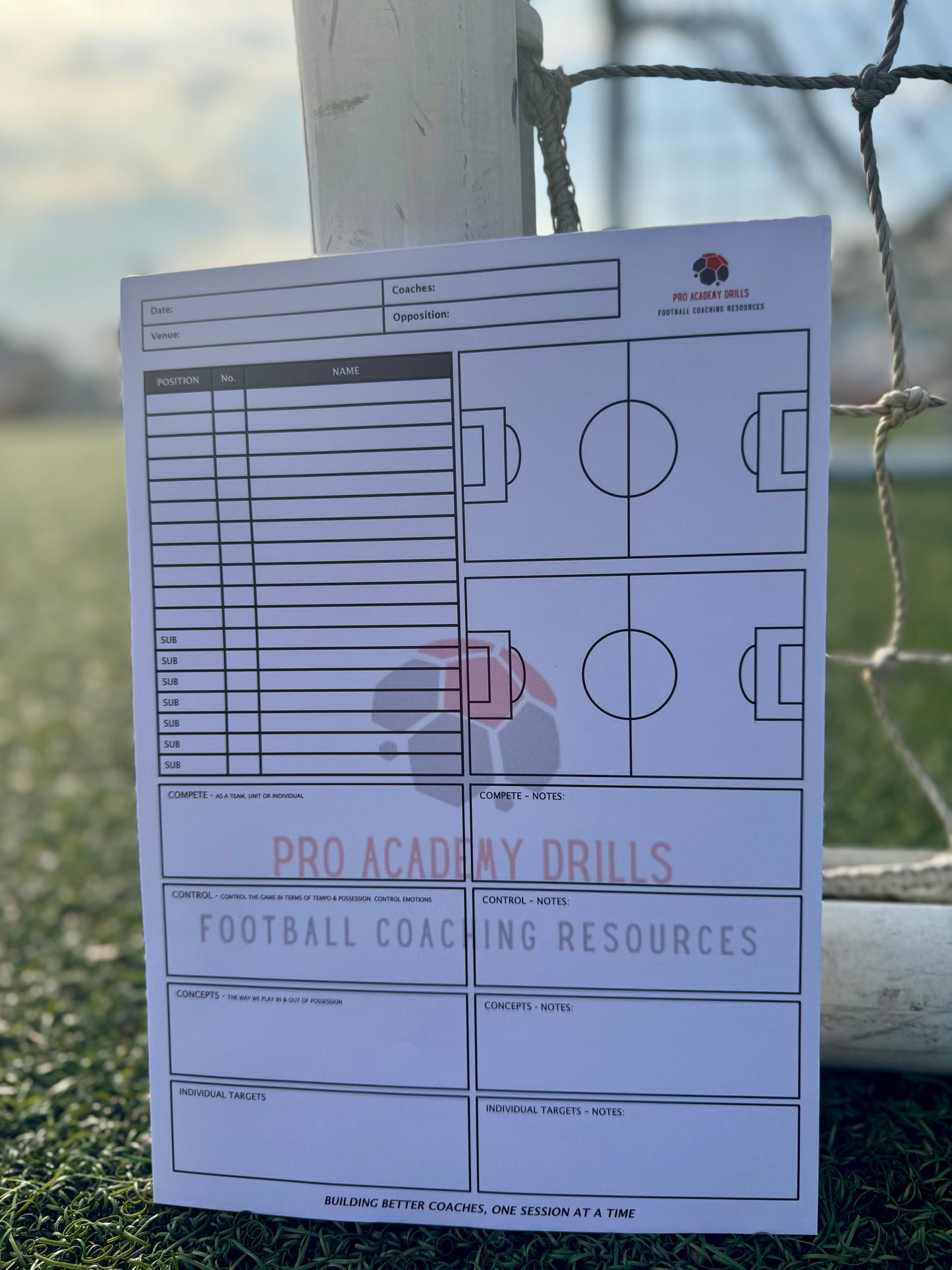 Football Match Day Planner – A4 Coaching Notepad for Coaches (50 Pages)